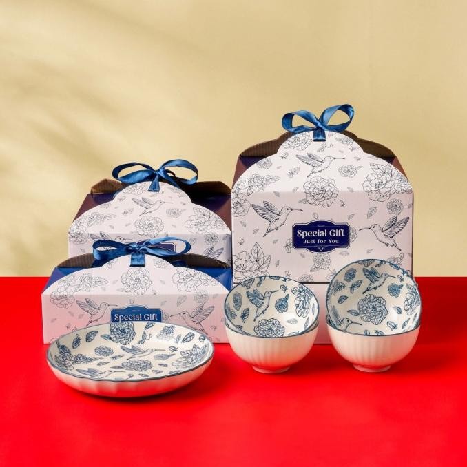 Murah Golden [Hampers Mangkok Set Besar] Mangkok Souvenir Hampers Keramik Japanese Style / Mangkuk L