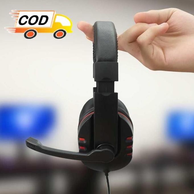Headset Headphone Gaming Dengan Mic Keren Kedap Suara Jernih Kabel Lentur Awet Co