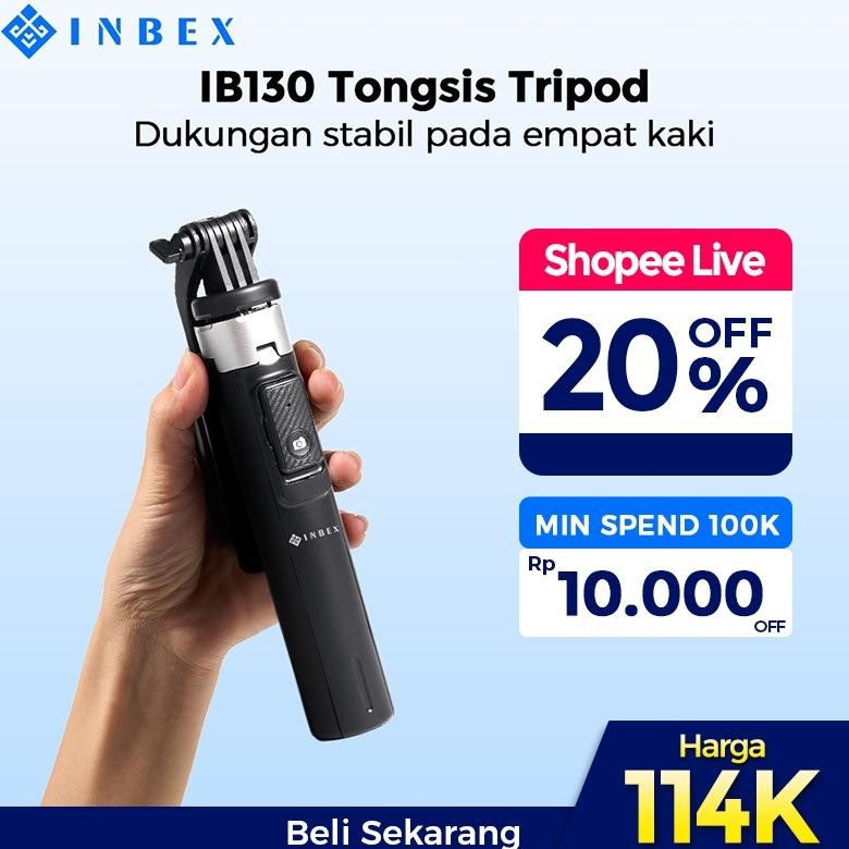 Tripod Live Jualan Konten Kreator Anti Goyang Handphone Ib130 130Cm Tongkat Selfie 4 Kaki Multifungs