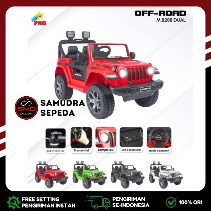 Mobil Aki Mainan Anak Cas Remot PMB 8288 Model JEEP Rubicon Murah BDG murah