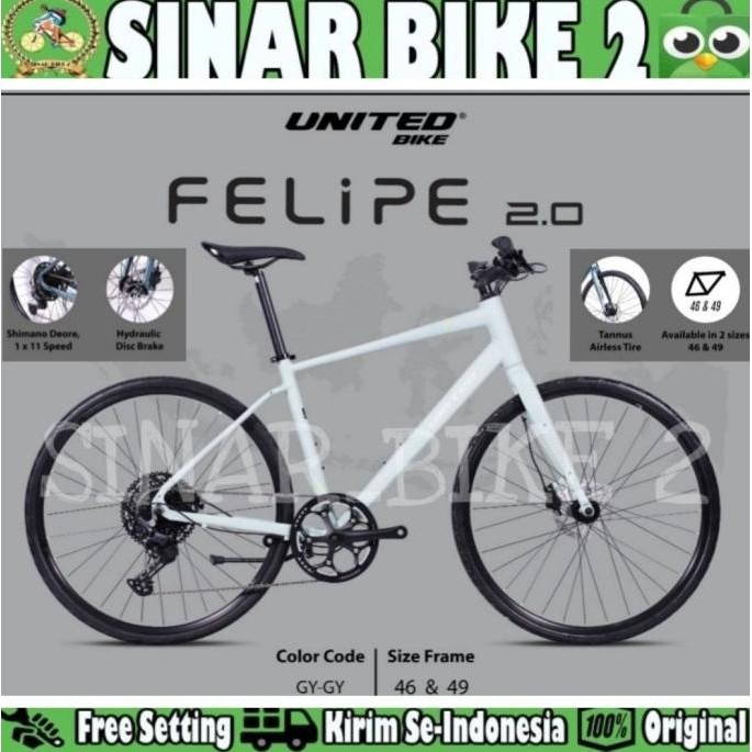 Sepeda Hybrid Gravel UNITED FELIPE 2.0 Alloy 700C 11 Speed Shimano murah