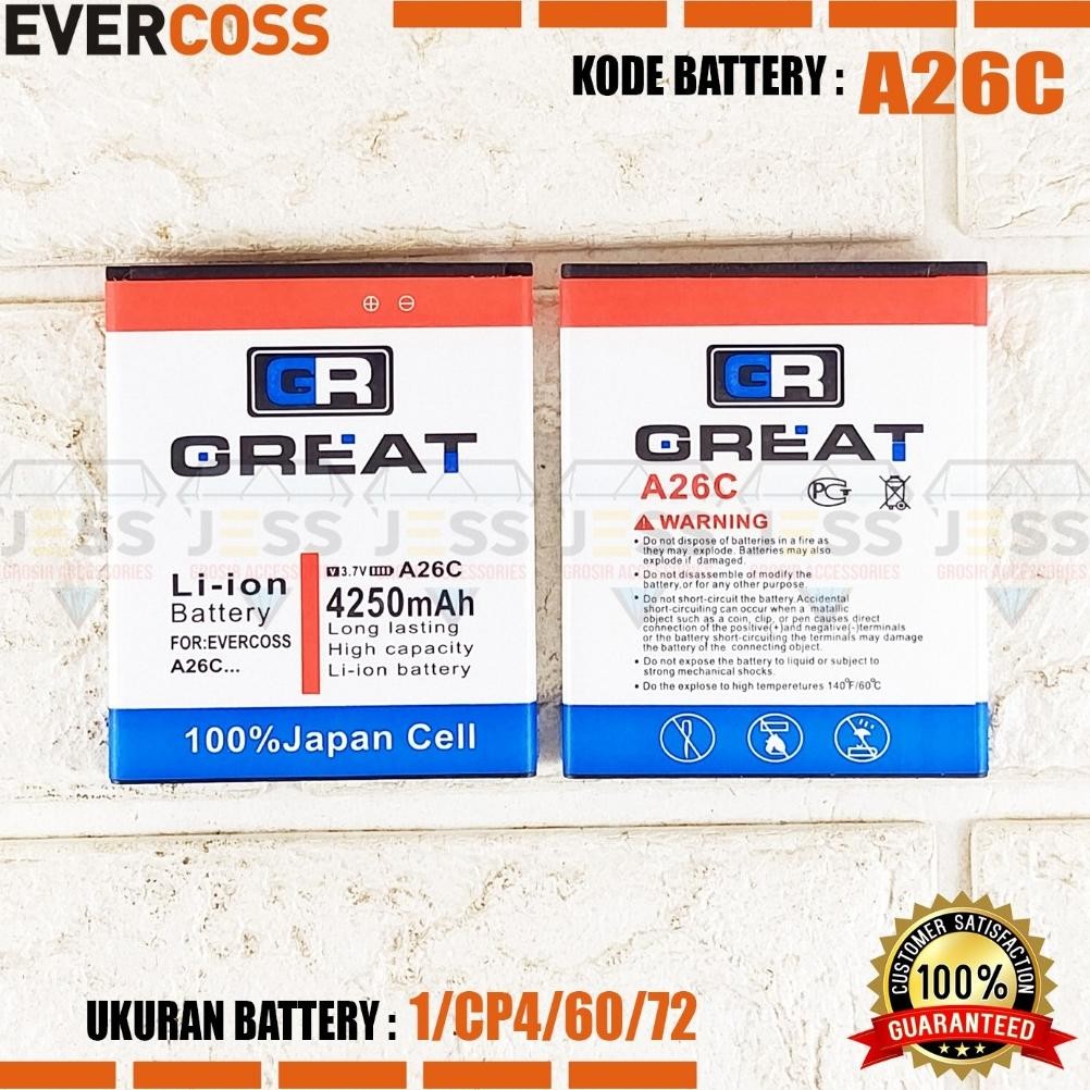 ZAI-2530 Baterai Battery Original Double Power Evercross Cross Evercoss A26C Untuk Hp Jadul Ukuran B