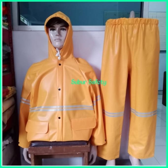 Promo Jas Hujan Pvc Karet Tebal Kuning