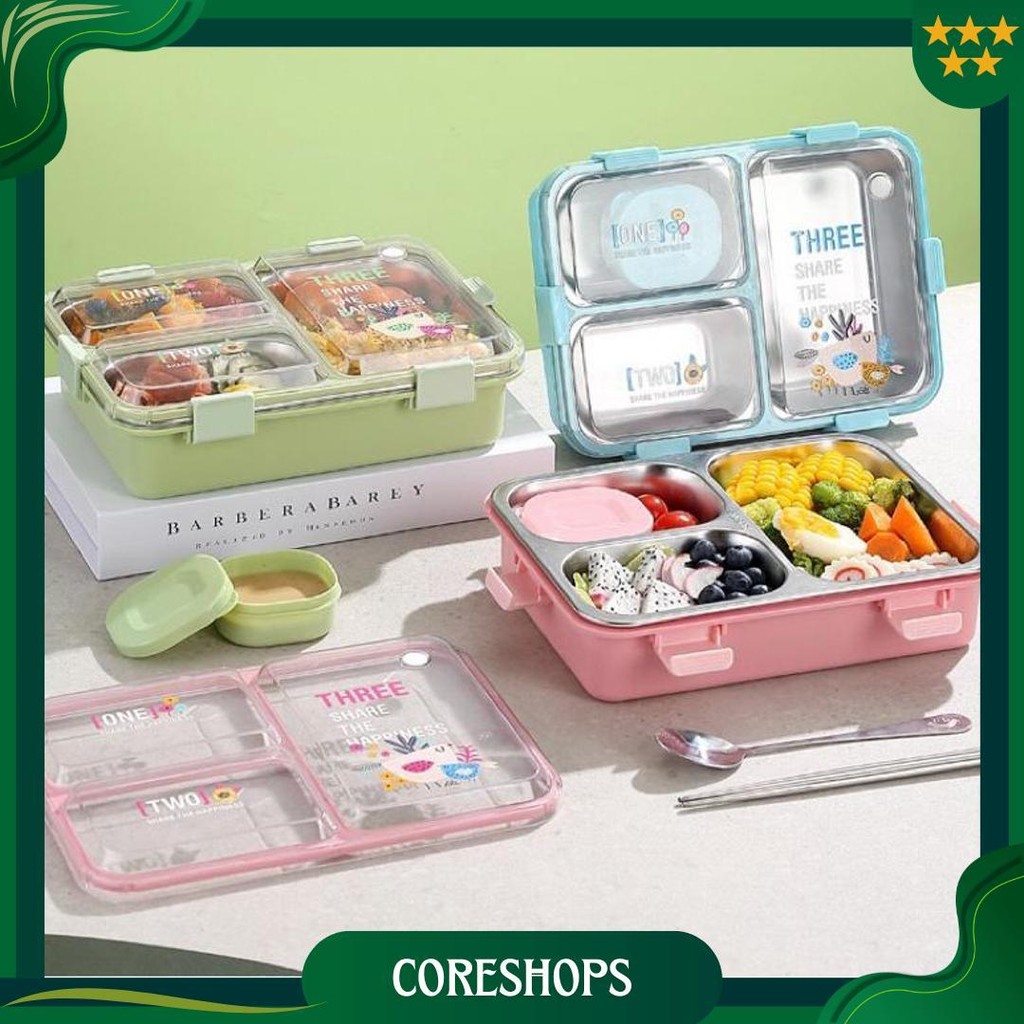 Lunch Box Stainless Steel Sekat | Kotak Makan Anak Sekolah | Kotak Makan Catering Kerja Gratis Ongki