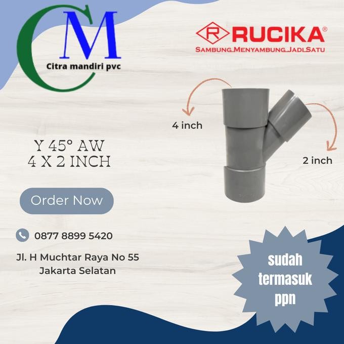 Fitting Pvc Rucika Y 45 Aw 4 X 2 - Y Branch - Y 45 Aw Ready