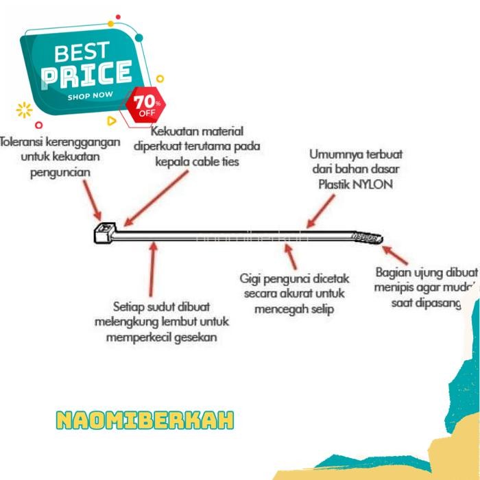 

BEST PRODUK KABEL TIES CABLE TIES KABEL TIS TIE PANJANG KLIP 2.8X250MM ISI 100PCS BY NAOMI BERKAH !!