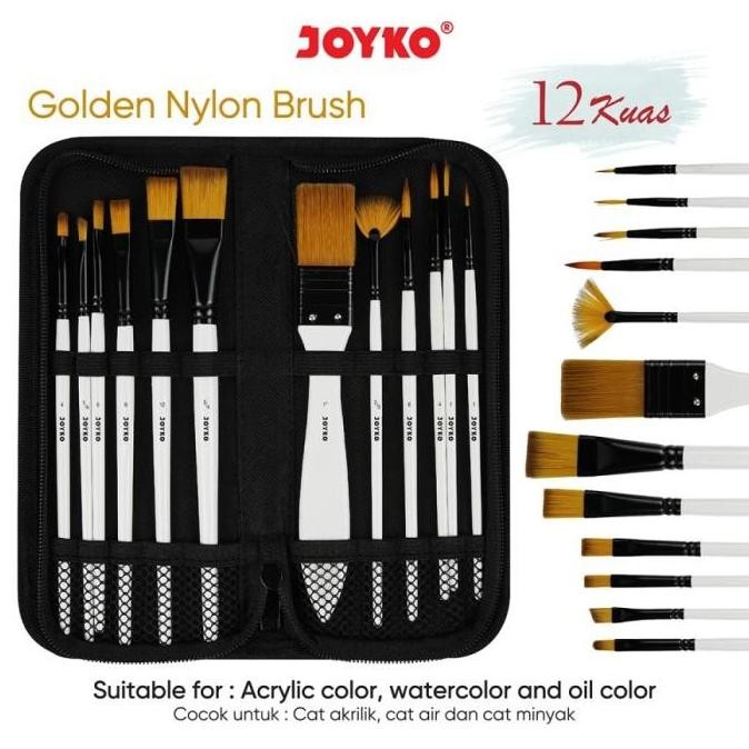 

Joyko Kuas Lukis Set 12 Ukuran BRS-18 / Kuas Cat Air & Akrilik YAN