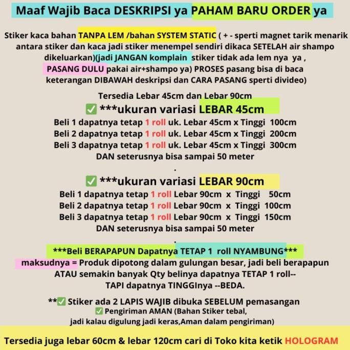 Sticker Stiker Kaca Hologram Diamond Sunblast Kaca Sticker Setiker Wallpaper Pintu Jendela Kaca Buat