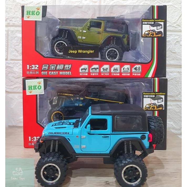 Diecast Mobil Jeep Wrangler Rubicon Pullback Lampu Suara 1:32 CZ09