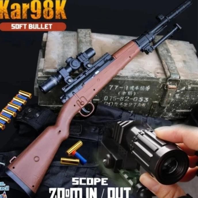 Mainan Tembakan PUBG KAR98K - Mainan Tembakan Soft Bullet Busa - Mainan Tembakan Peluru Bisa Terpent