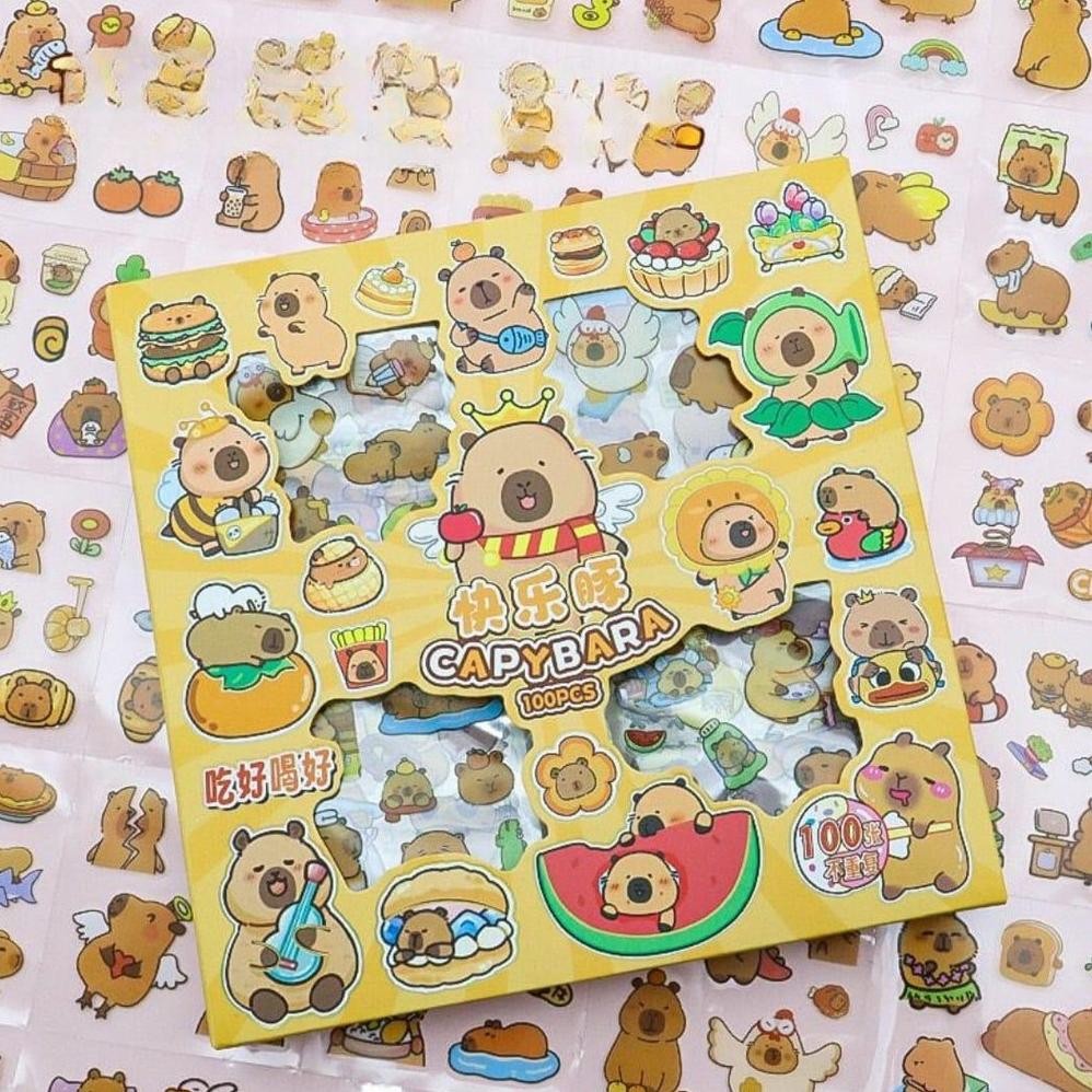 

Fgh-56 Sticker Box Capybara Isi 100 Pcs Stiker Diy Lucu