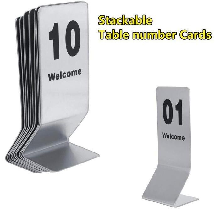 

10pcs/Set Nomer Meja Cafe Stainless Steel Nomor Meja Restoran Nomor 1-10 Penanda Meja Cafe