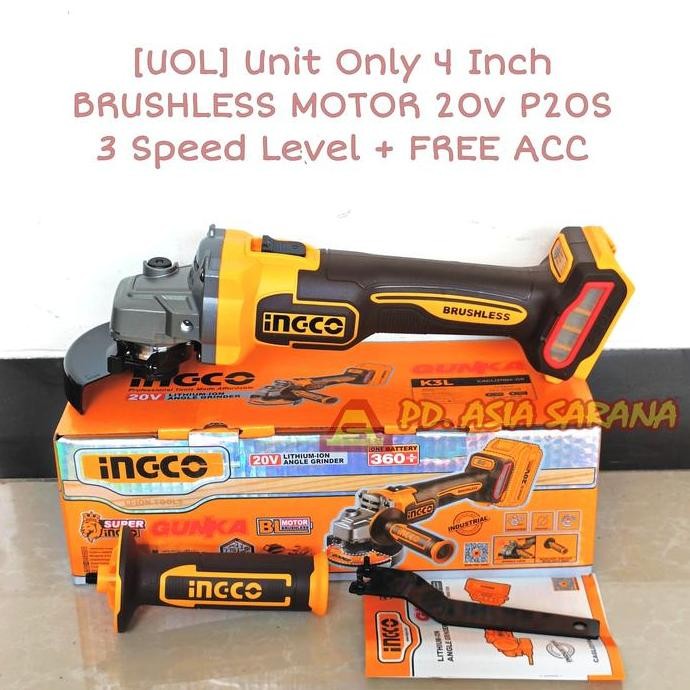 PAKET Cordless Impact Drill CIDLI20602-GK INGCO Gerinda CAGLI21104-GK murah