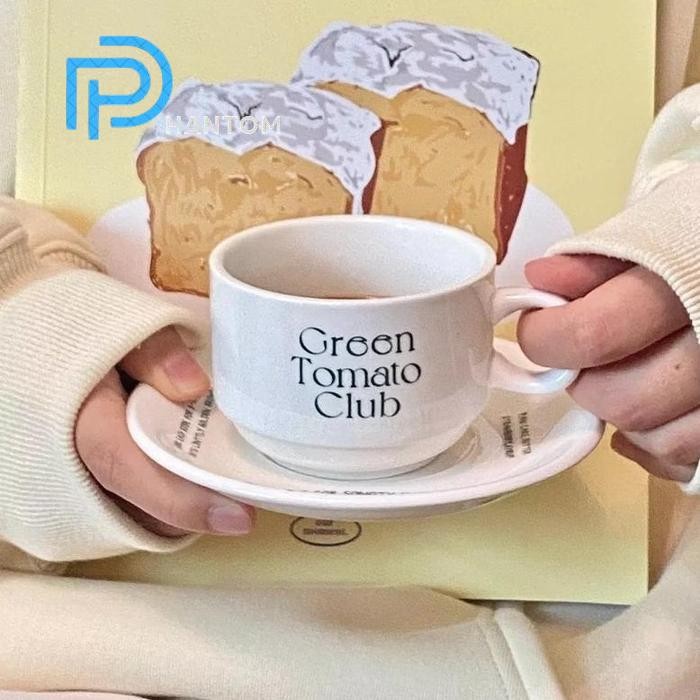Phantom [Minihome] Pureun Teacup Cangkir Teh Set Dengan Piring Tatakan Saucer Dessert Plate Piring K