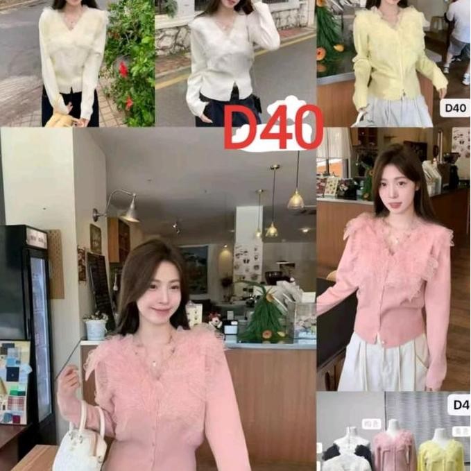 Grosir 1143 Cardigan Rajut Renda V Lengan Panjang Import Bkk