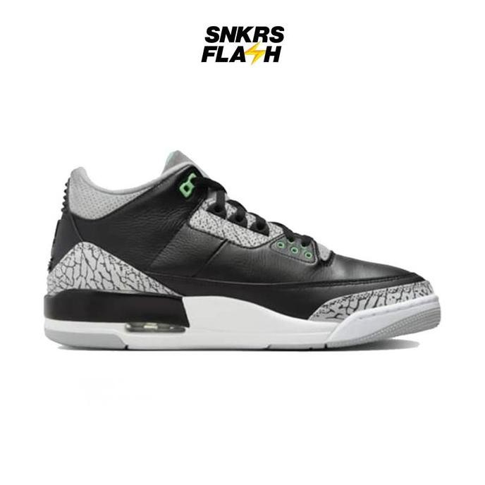 Sale Sepatu Sneakers Pria Nike Air Jordan 3 Retro Black Green Glow - Ct8532031