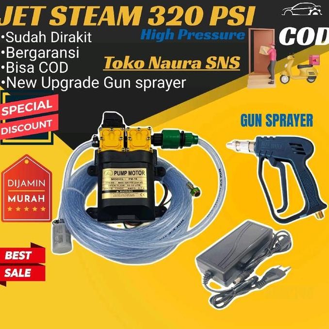 Jet steam 320psi Alat cuci motor Steam mobil Pompa Dc 12v otomatis on of