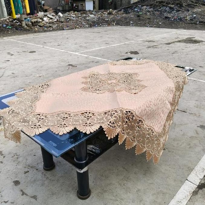 Sale Taplak Meja Tamu Segi Empat Renda Bordir Kerancang Mewah Elegant