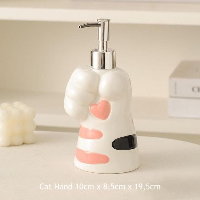 Sale Cat Paw Soap Dispenser / Tempat Lotion Hand Sanitizer Sabun Cuci Tangan Keramik Kucing Lucu Aes
