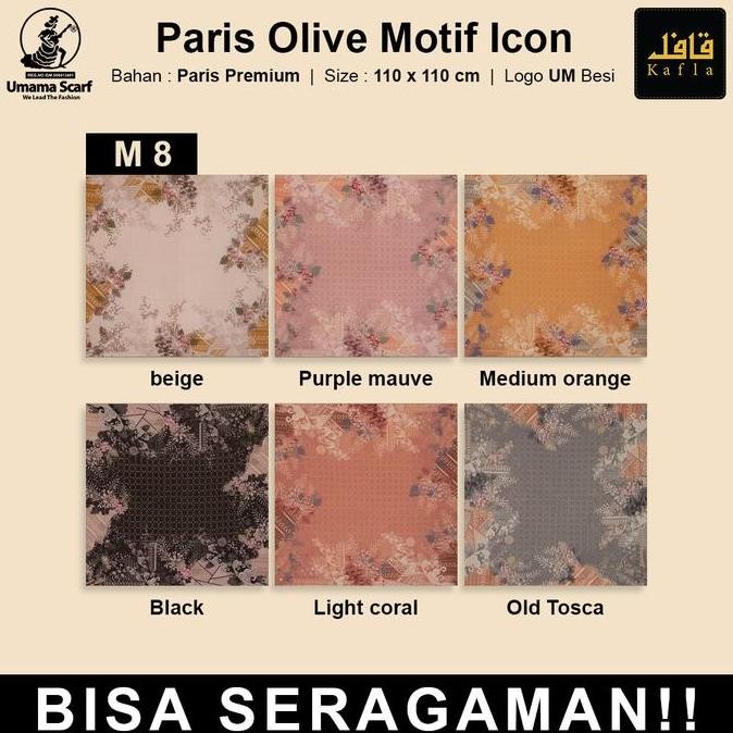 Grosir Kerudung Paris Olive Motif Standar By Umamascarf