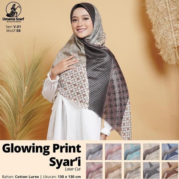 Murah Hijab Segi Empat Glowing Prin'T Syar'I By Umama