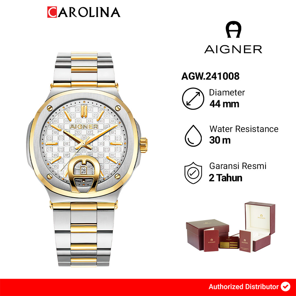 Jam Tangan Pria AIGNER Taviano AGW.241008 Silver Dial with GP Indexes Stainless Steel