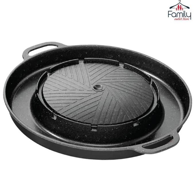 Bulgogi Pan + Steamboat Alat Pemanggang Kompor Grill Pan Korean Korea Barbeque BBQ SATE Daging - Kit