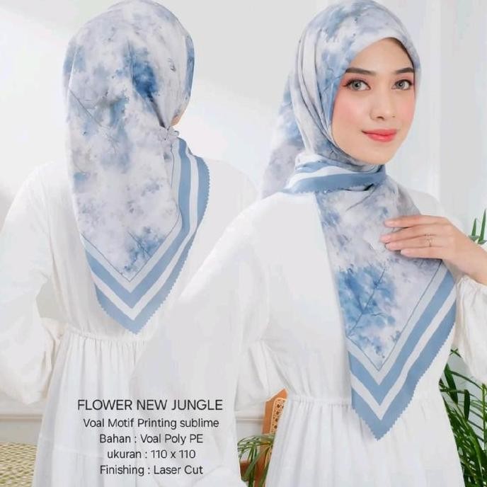 Grosir Jilbab Denai Motif.Premium.Warna Biru Denim Motif Abstrak