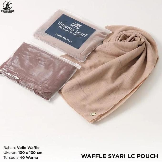Grosir Umama Voal Waffle Syari Lc Metal Logo  Kemasan Pouch Ori Umama Scarf Premium Warna Polos Terb