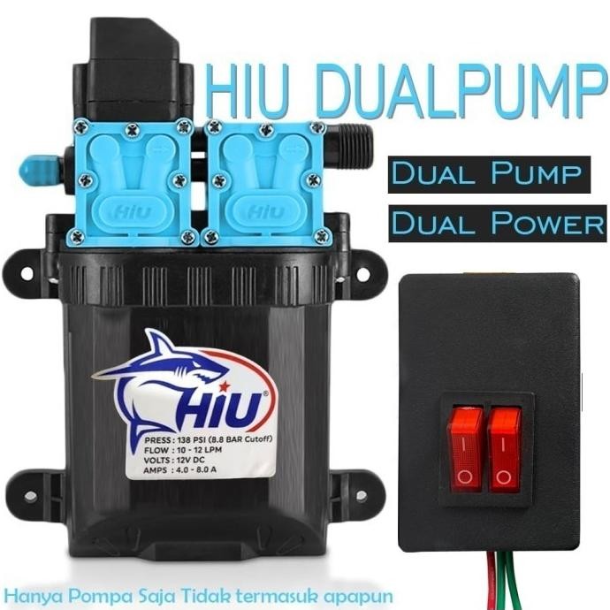 Pompa Dc 12V Hiu Dual Pump Dengan Saklar Box On Off Xt-60 New Stok