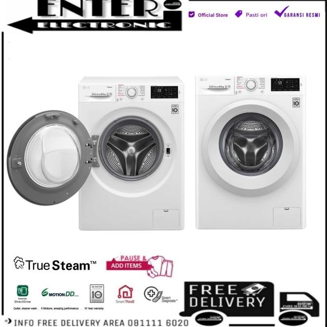 Grosir Lg Front Loading Fc 1285 S5W - Mesin Cuci Lg Inverter 8,5Kg Fc1285S5W
