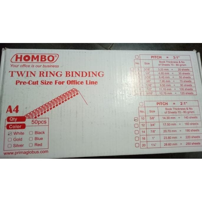 

Murah Spiral Kawat A4 3/16" (Twin Ring Binding) Hombo Murah ( Dus )