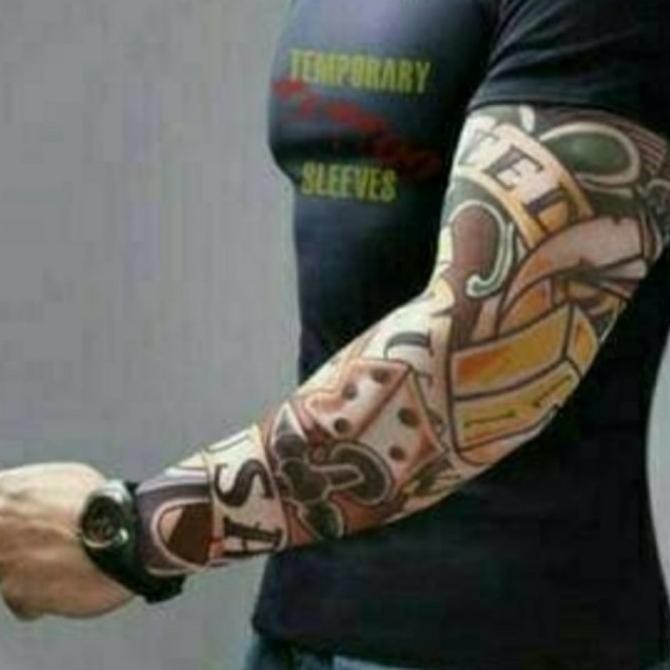 manset tangan pria tato arm slevee Tatto lengan manset motor 1 lusin murah