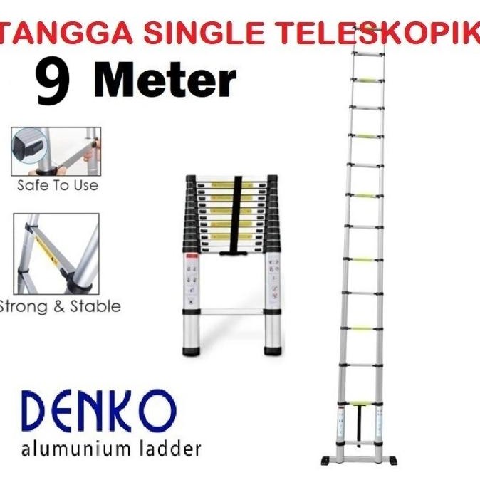 Denko Tangga Teleskopik 9 Meter Single Telescopic Ladder Tangga 9M New Stok