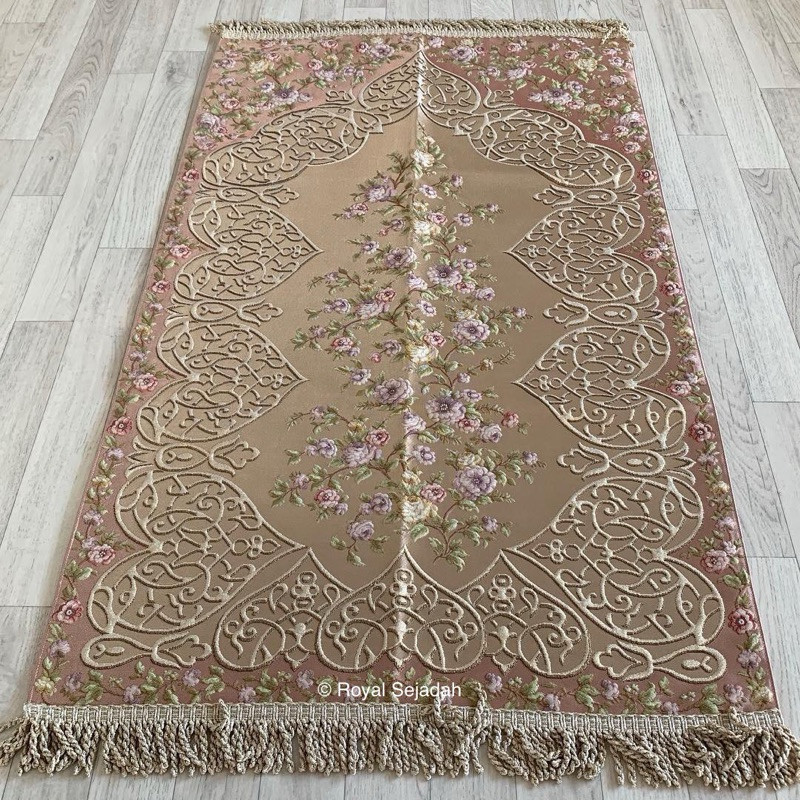 ROYAL SEJADAH LONDON LUXURY PRAYER MAT KINZA PINK SAJADAH MEWAH SAJADAH SULTAN SAJADAH GOLD PINK SAJ