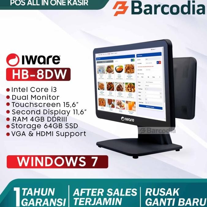 

Murah Mesin Kasir Pc Pos All In One Dual Monitor I5 Touchscreen Iware Hb-8Dw