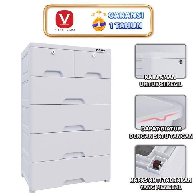 V-BABYCARE Meja nakas plastik kamar tidur , kotak tempat penyimpanan mainan, loker lemari /VBABY-T1 
