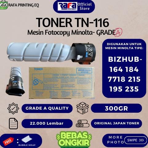 

Sale Toner Konica Minolta Bizhub 164 165 184 185 195 215 235 Tn-116 Tn116 Tn 116 Japan Original Toner