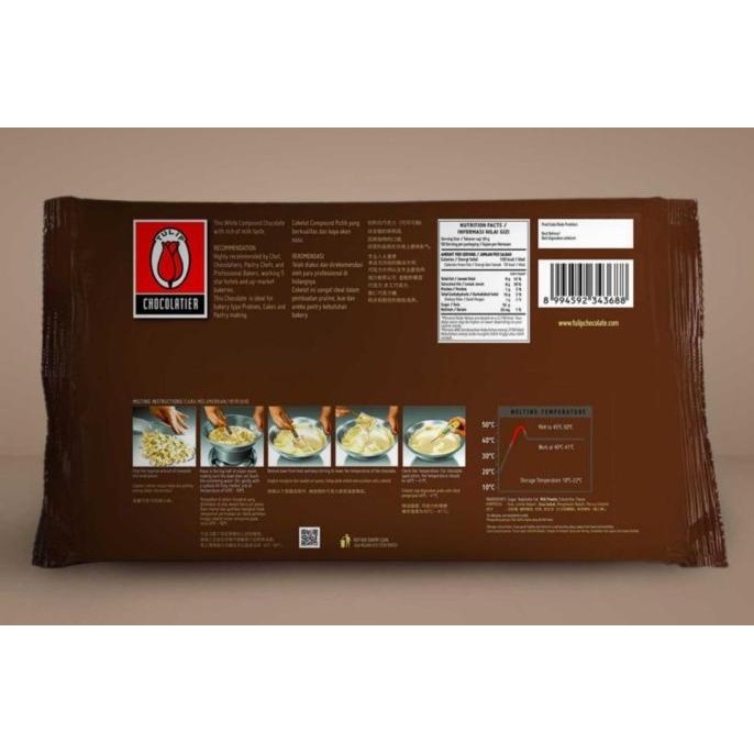 

Coklat Tulip White Chocolate Compound 1kg murah