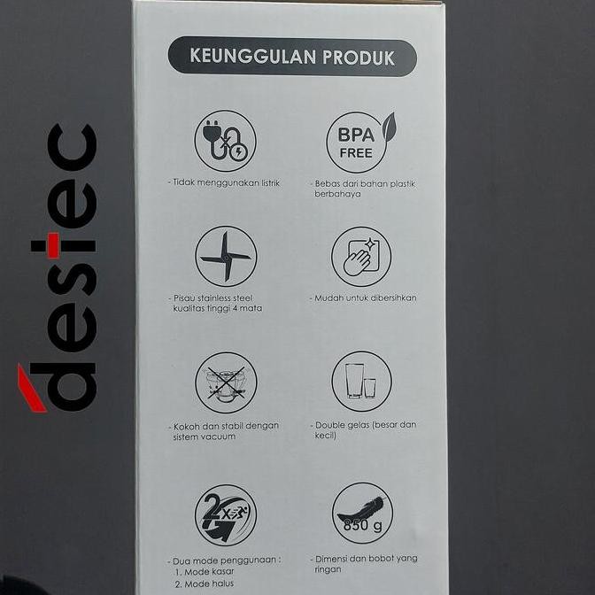 Promo Blender Chopper Manual Tanpa Listrik Destec 3 In 1 Minuman Jus, Bumbu, Mpasi Bubur Bayi Merah,