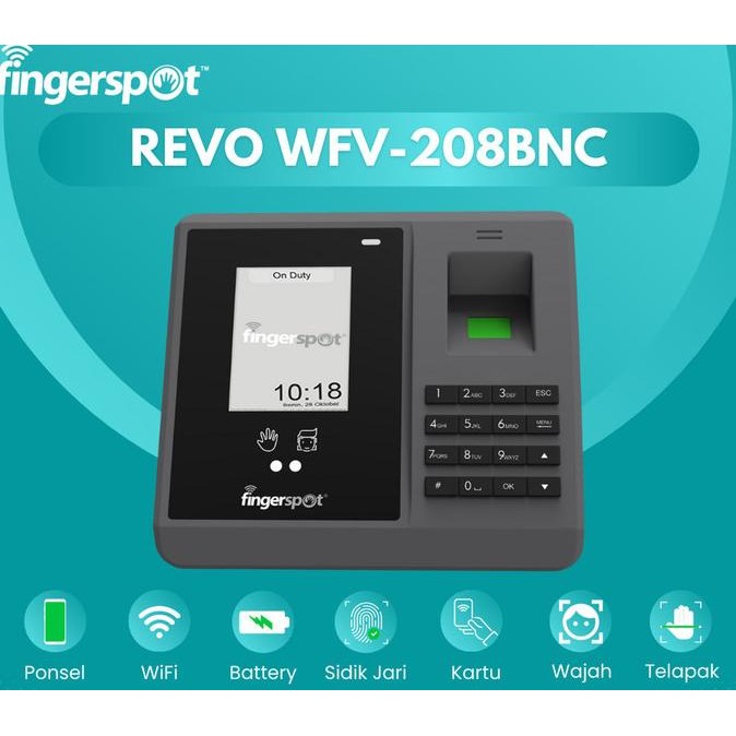 

Promo Mesin Absensi Fingerspot Revo Wfv-208Bnc Fingerprint Face Id Wireless