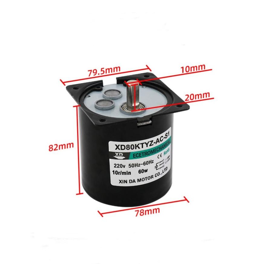 Motor Gearbox 80Ktyz 80W 5 Rpm 10 15 20 30 Rpm (8094) New Stok