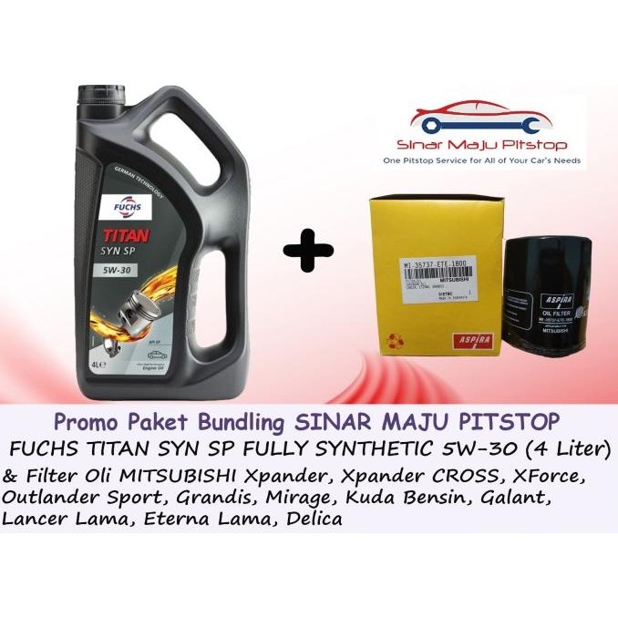 Murah Paket Oli Fuchs Titan Syn Sp Fully Synthetic 5W-30 Galon 4 Liter & Filter Oli Mobil Mitsubishi
