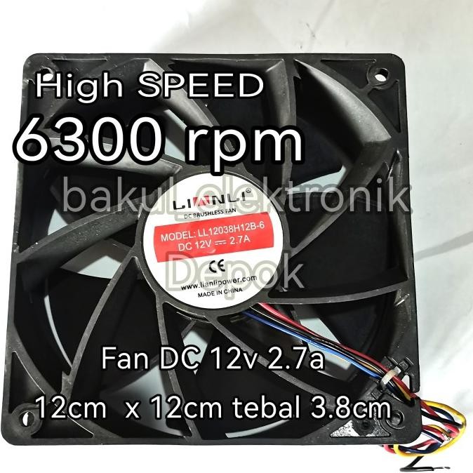 Fan Dc  12Cm 12V   High Speed New Stok