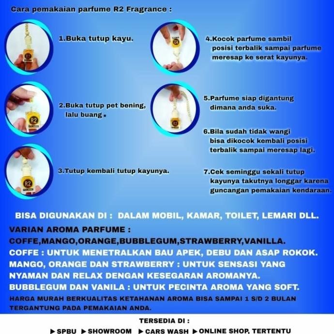 pengharum ruangan dan parfum mobil R2 fragrance segala macam wangi