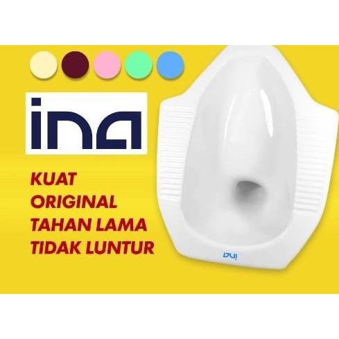 Closet Jongkok Ina Putih Biru/ Kloset Wc Toilet Keramik Pink New Stok