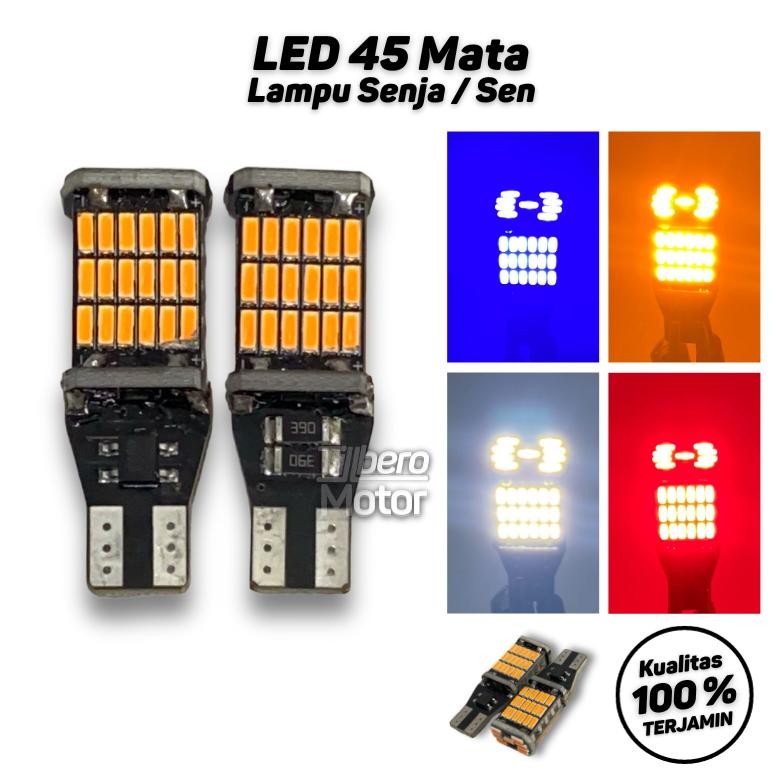 Sepasang Lampu Sen Dajjal Motor 45 LED Sein Senja T10 Super Terang