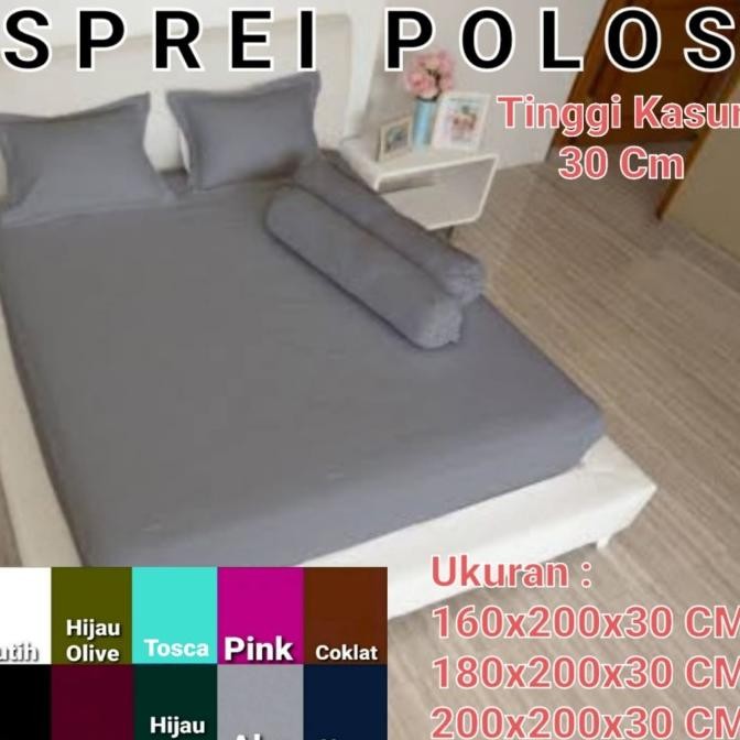 Sprei Polos 160x200 CM, 180x200 CM, 200x200 CM Tinggi Kasur 30 CM