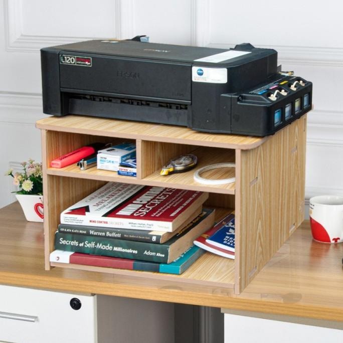 Rak Meja Printer Kayu Susun Laci Tempat ATK Kantor Rak Printer Kayu LAJ