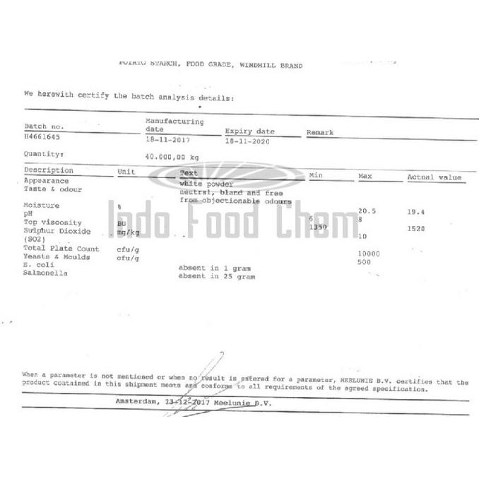 

Promo Potato Starch Windmill Ex Holland 25 Kg